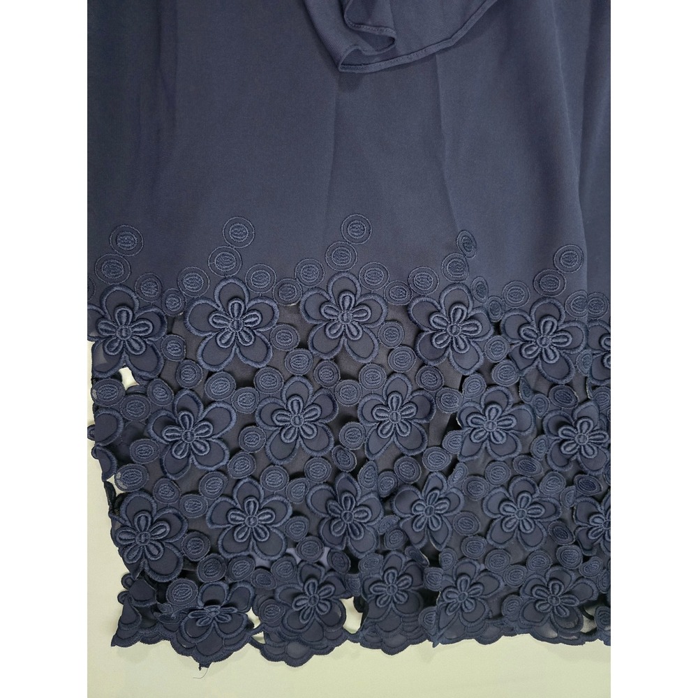 Tahari Arthur S Levine Navy Blue Floral Lace Hem Shift Dress 22W 6226L474 NWT - Picture 4 of 16